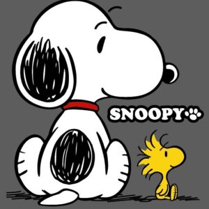 Snoopy sentado de espaldas
