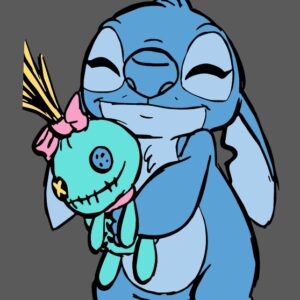 Stitch abrazando peluche