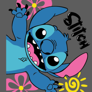 Stitch, medio cuerpo con flores