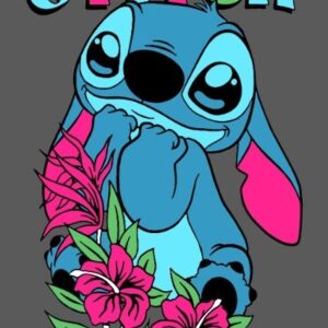 Stitch sentado con flores