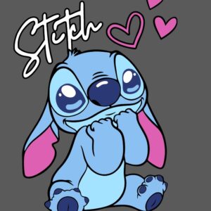 Stitch sentado con corazones